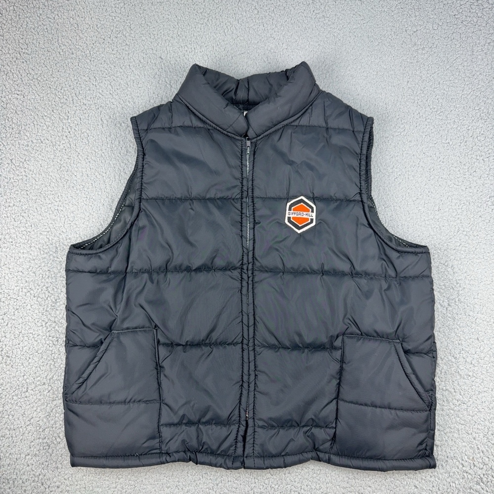 Vintage Cap'n Jac Vest Mens XL Gray Puffer Gifford-Hill Logo Insulated Workwear